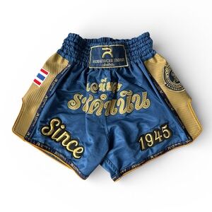 RWS Rajadamnern Muay Thai Blue and Gold Athletic Boxing Shorts